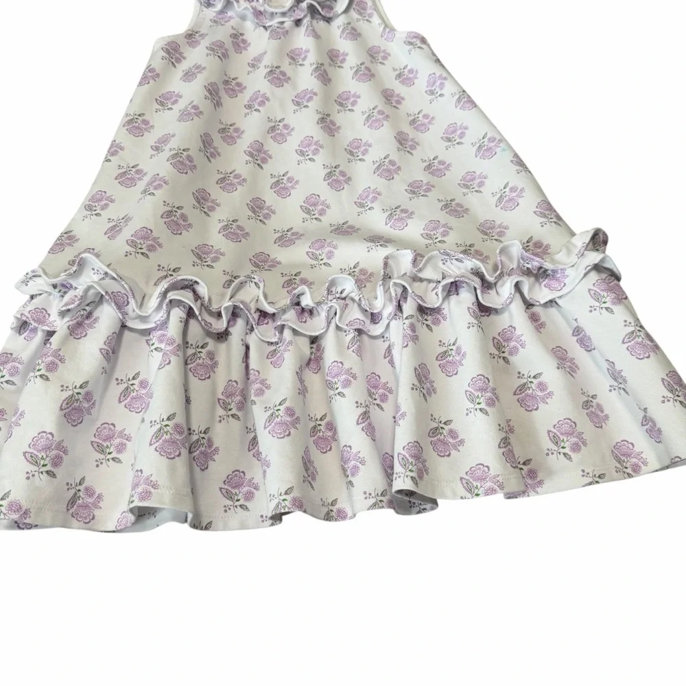 Janie and Jack Girls Floral Tiered Sleeveless Ruffle Dress | Purple | Size 8